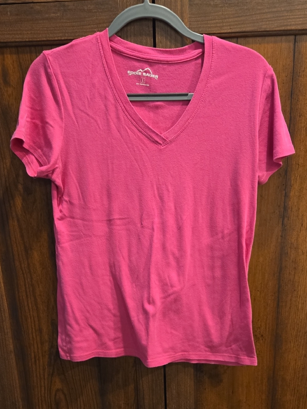 Eddie Bauer Hot Pink V-Neck Short Sleeve Tee